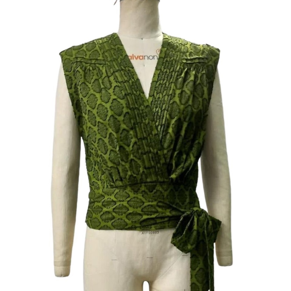 Anthropologie Green Wrap Top